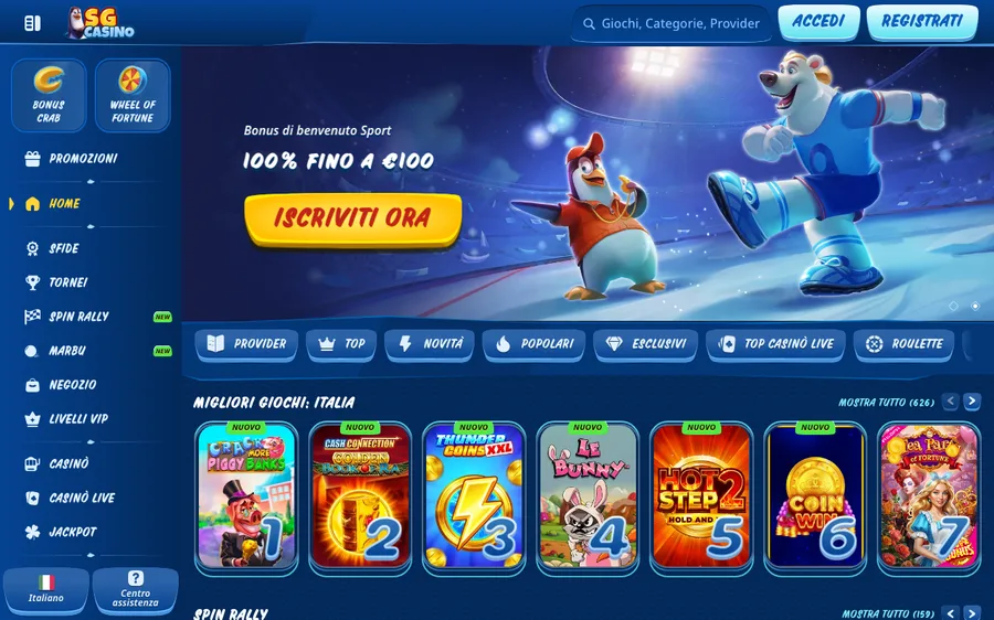 La piattaforma di SG Casino vista durante il nostro test